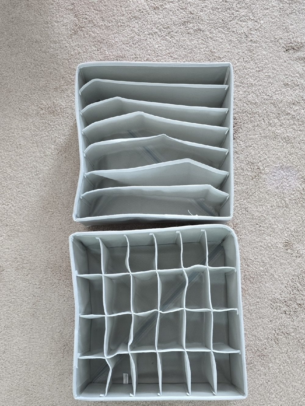 Gray Fabric Collapsible Drawer Organizer Bins for Home Storage 12×12×4 Inches